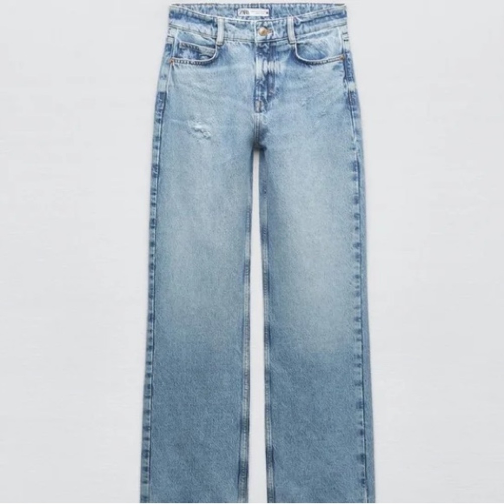 Zara Blue High Rise Jeans with Vintage Wash